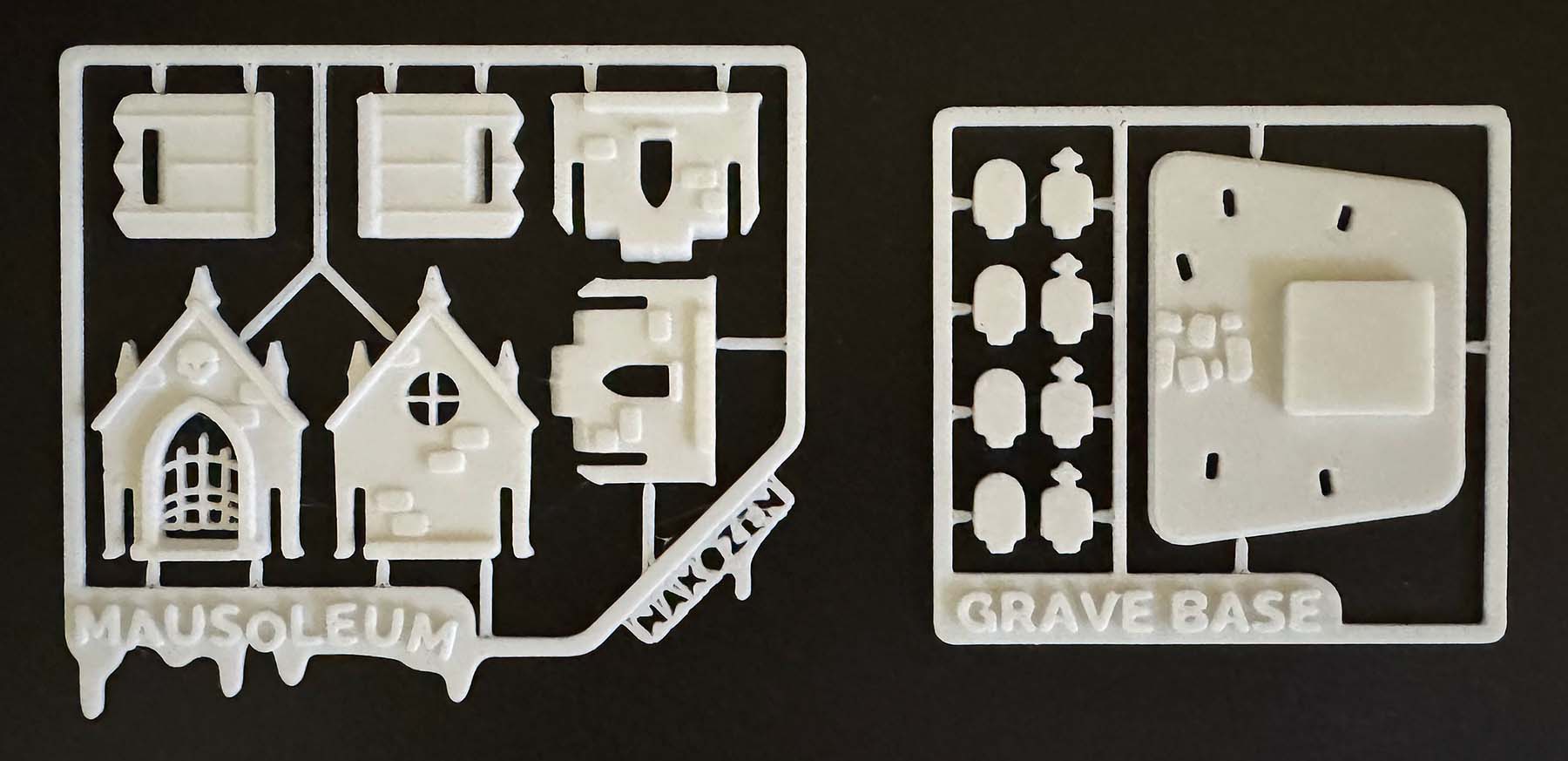 Mausoleum kit card: the snap-out pieces still in their frames