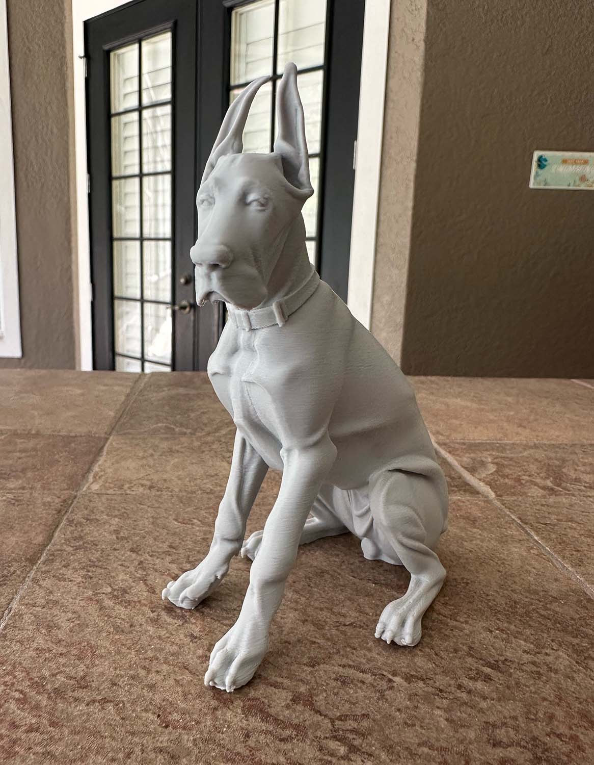 Custom 3D-printed sculpture of a Great Dane, made from a photo